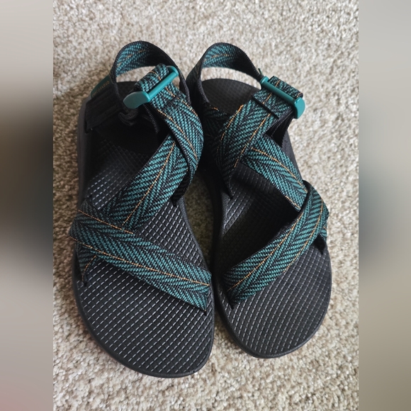 Teal and Black Chaco Strappy Sandals - Picture 1 of 2